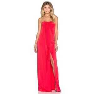 #20b NWT-Rachel Zoe Nico Drape Maxi Gown Dress MSRP$695 Pink/Red Satin  Sz:2